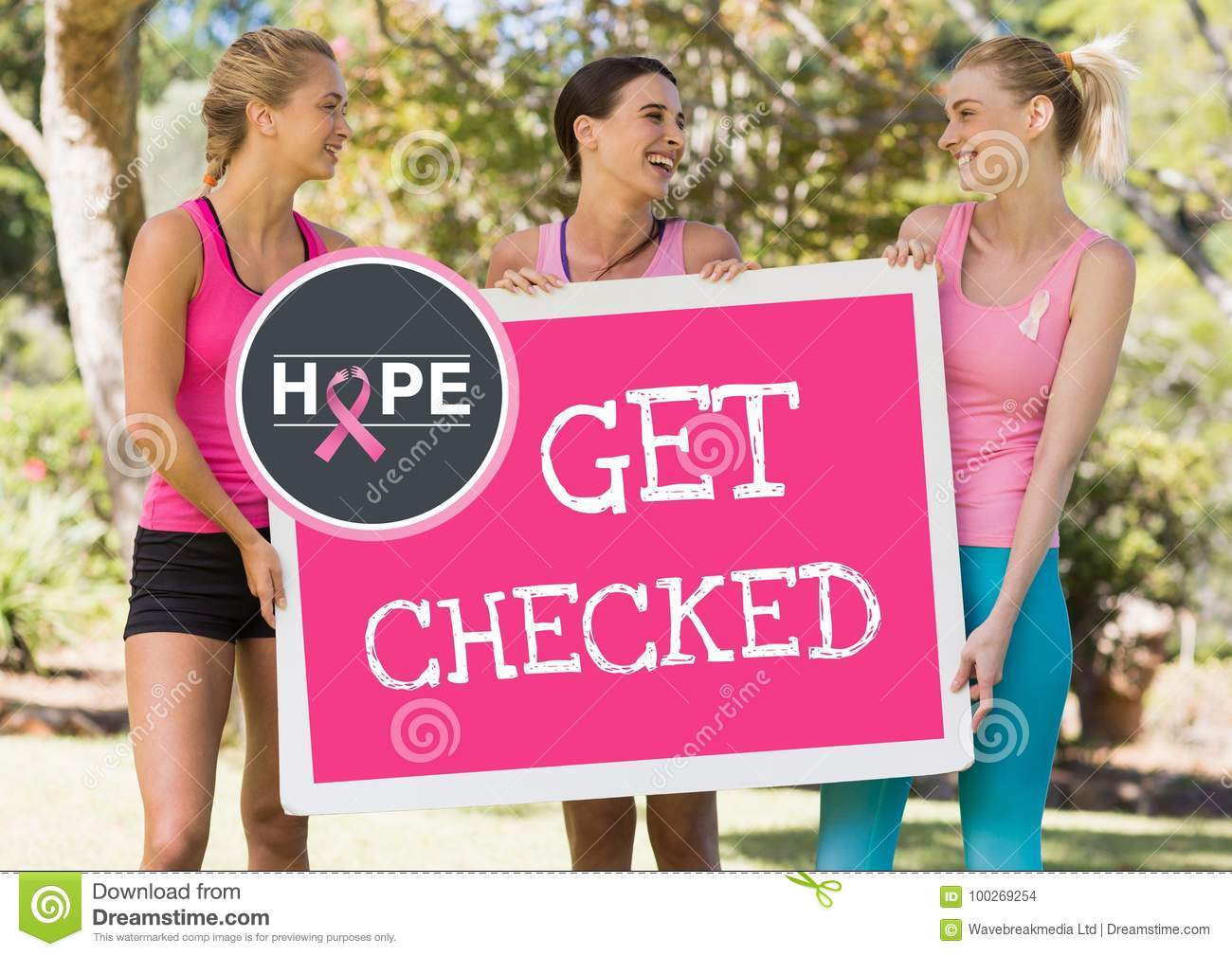 Get Checked Text And Pink Breast Cancer Awareness Women ...